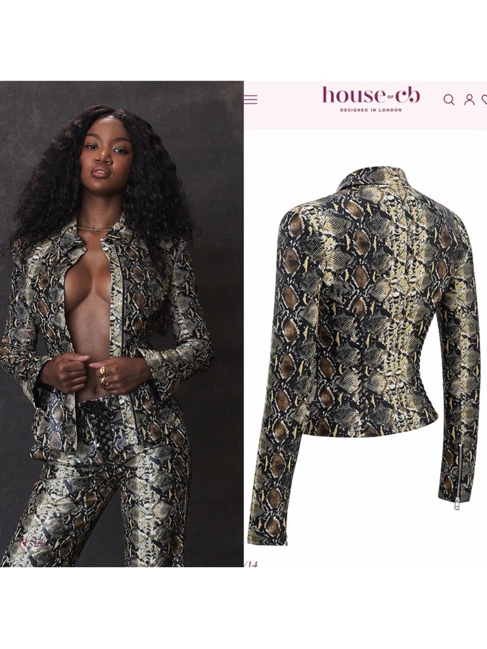 House of CB VANI Snake Print Fitted Jacket - Picture 5 of 16